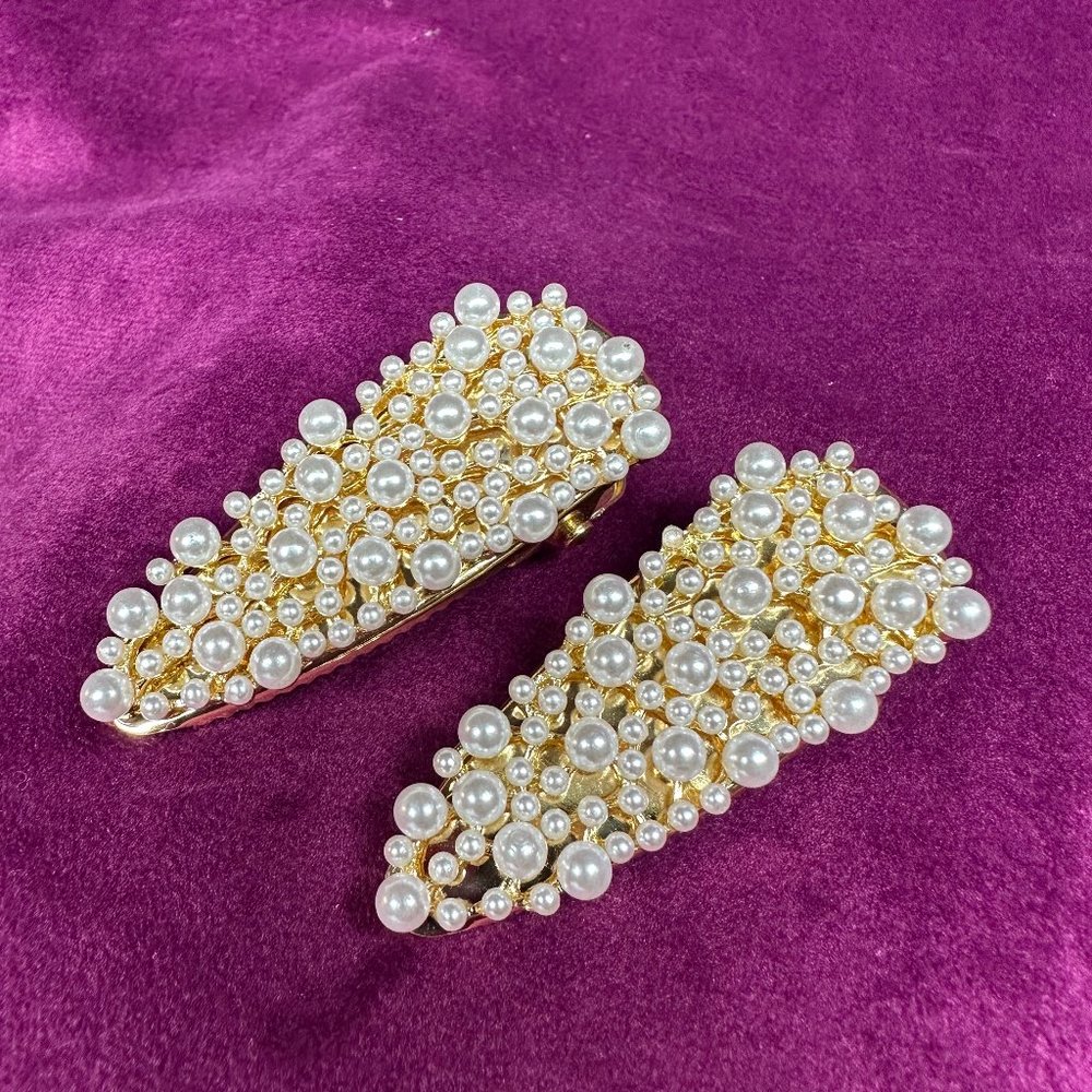 Gold and Pearl Hair Clips - Bridal